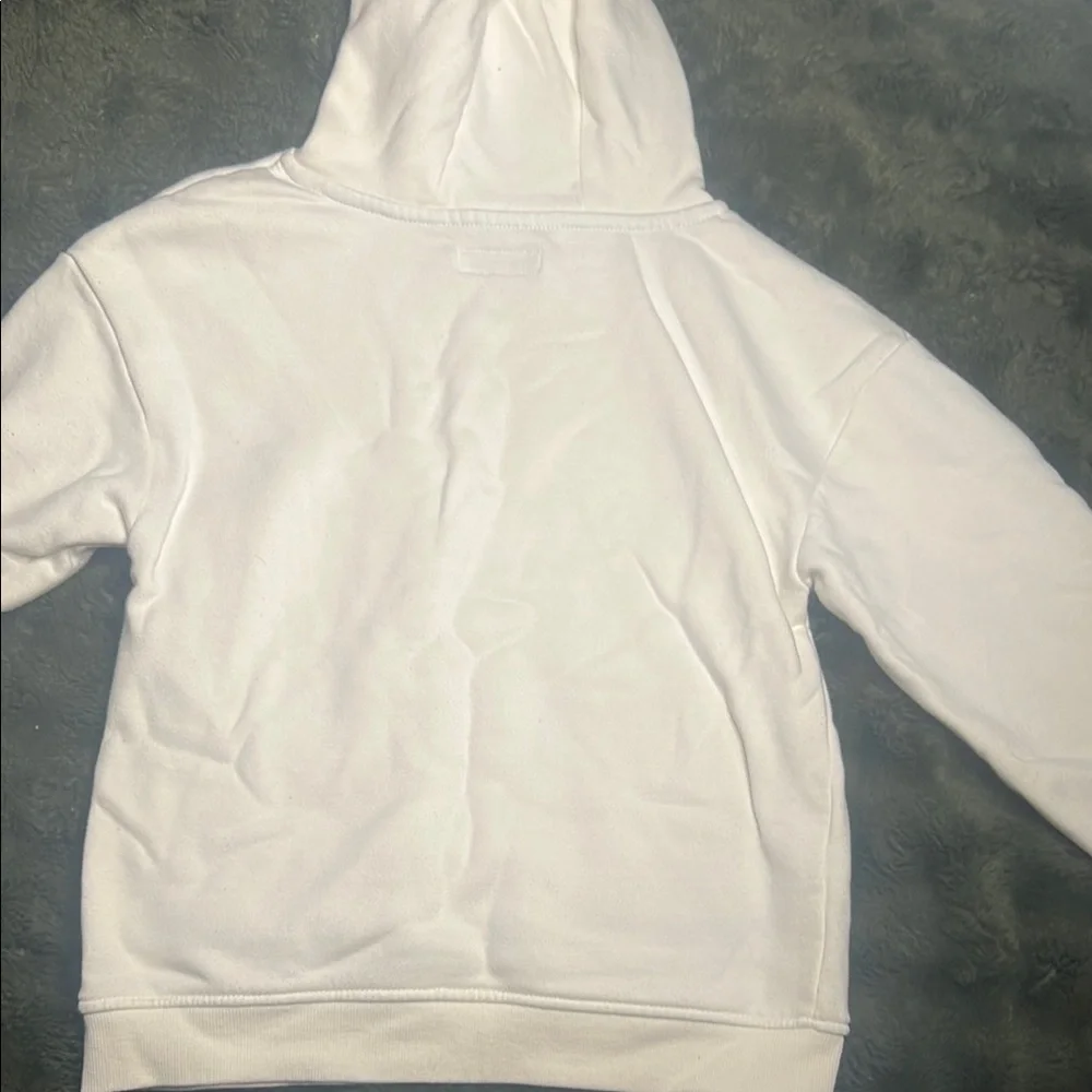 Primark White Hoodie with Blue and Pink Graphics